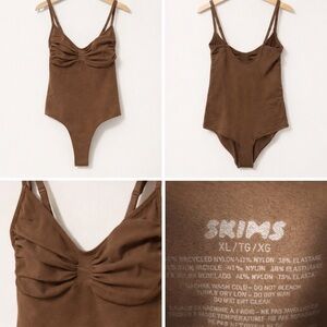 SKIMS
Seamless Sculpt Thong Bodysuit chocolate brown size X Large